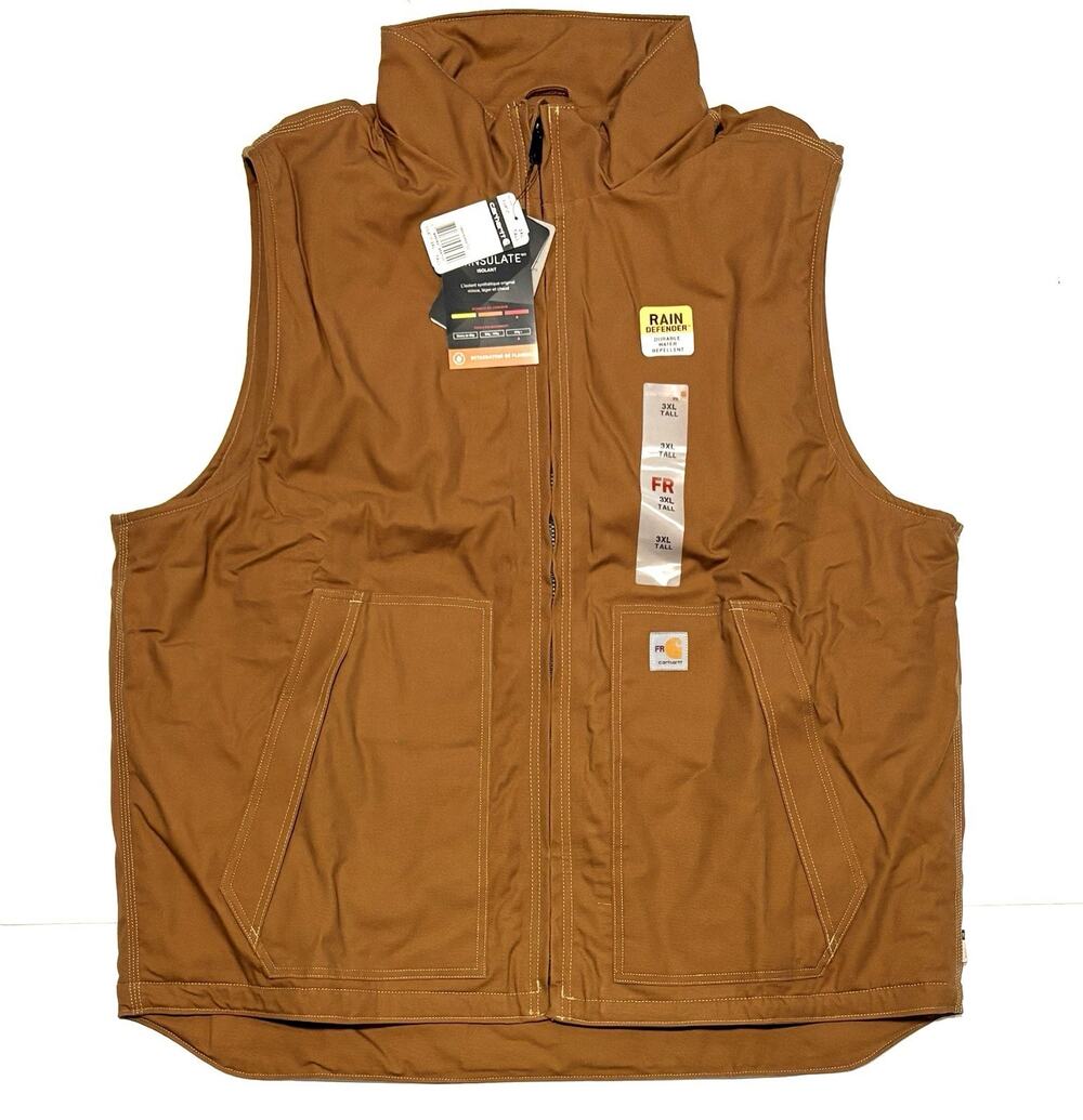 Carhartt 103387 3XLT Rain Defender FR Flame Resistant Quick Duck Vest Brn Cat 3